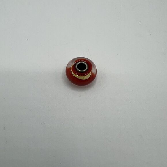 Trollbeads 925 Glass Red & Gold Single Bead Charm - Picture 1 of 7